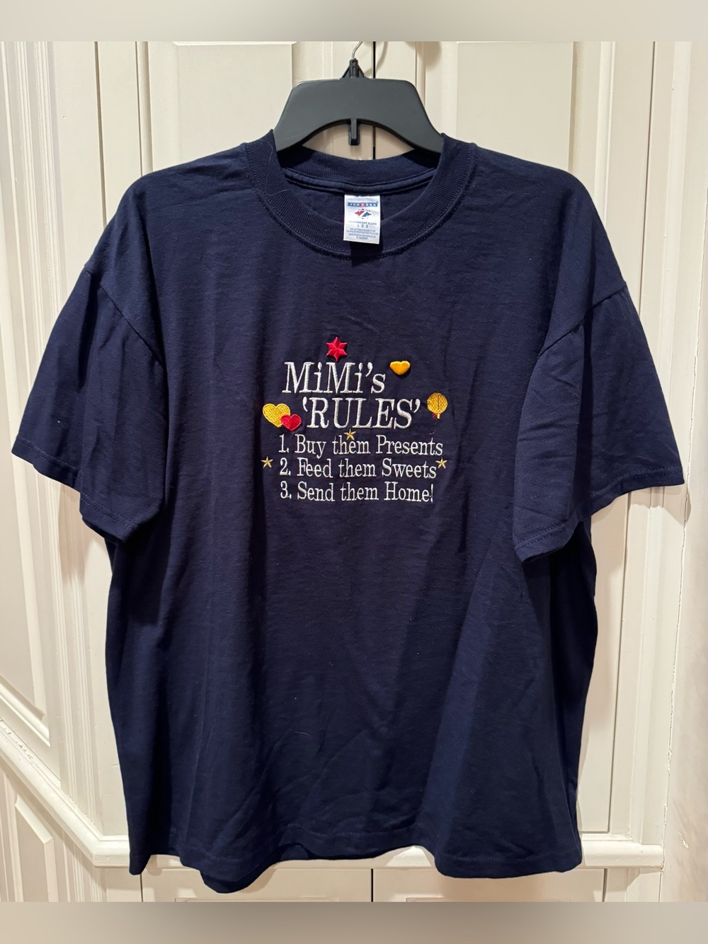 Women’s MIMI’S RULES Grandma Grandmother Navy Blue Embroidered T-Shirt - Size L